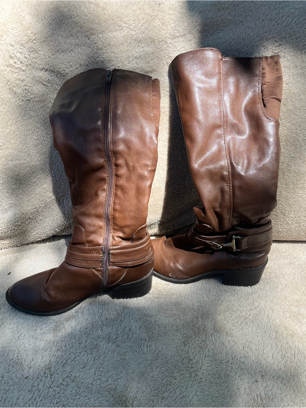 Merona Brown Mid-Calf Buckle Riding Boots